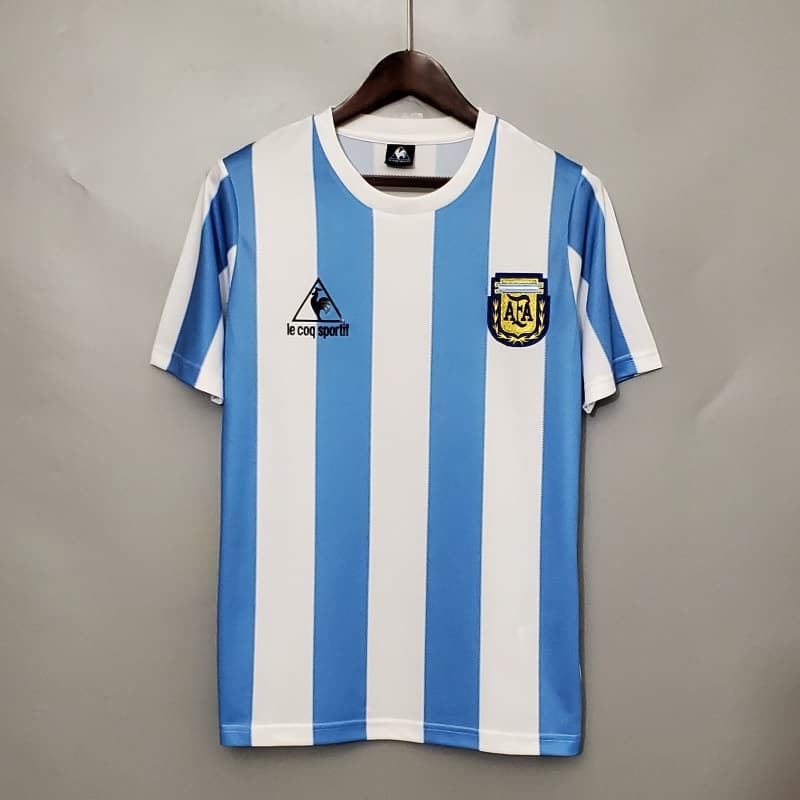 1986 Argentina Home - MARADONA 10 Print - Retro Jersey