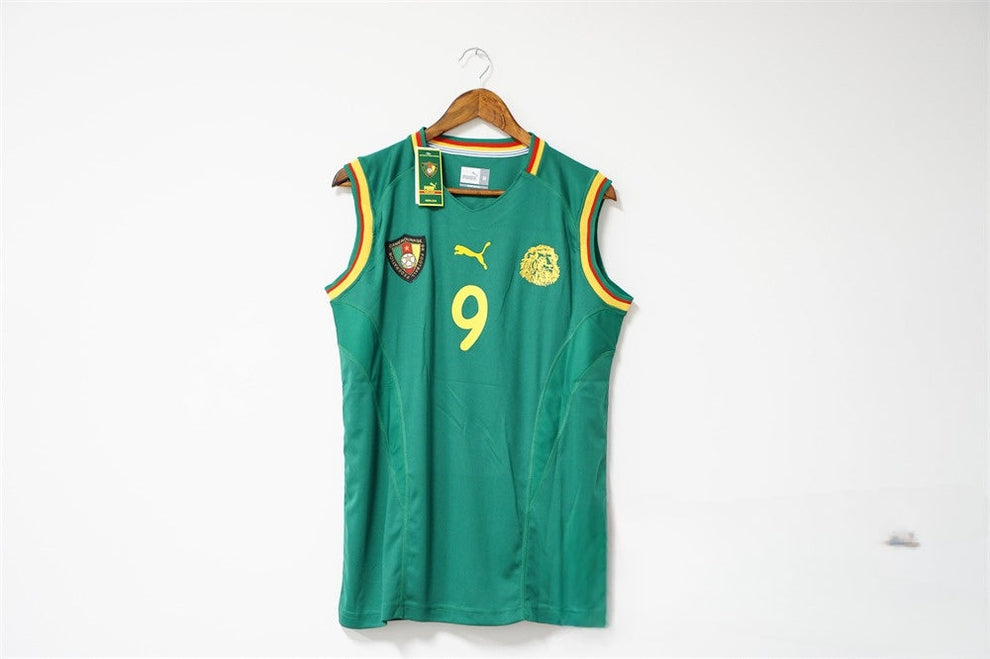 2002 Cameroon Home - World Cup Sleeveless - ETO'O 9 Print - Retro Shirt