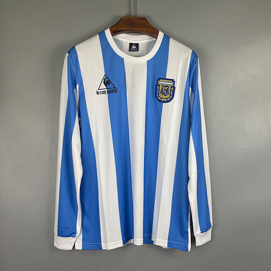 1986 Argentina Home  - Retro Jersey - Long Sleeve