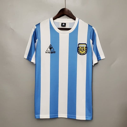 1986 Argentina Home - MARADONA 10 Print -  Retro Jersey