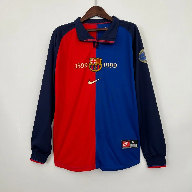 1999 Barcelona Home Retro Jersey Long Sleeve