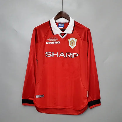 1999 - 2000 Manchester United Home - Retro - Jersey - Long Sleeve