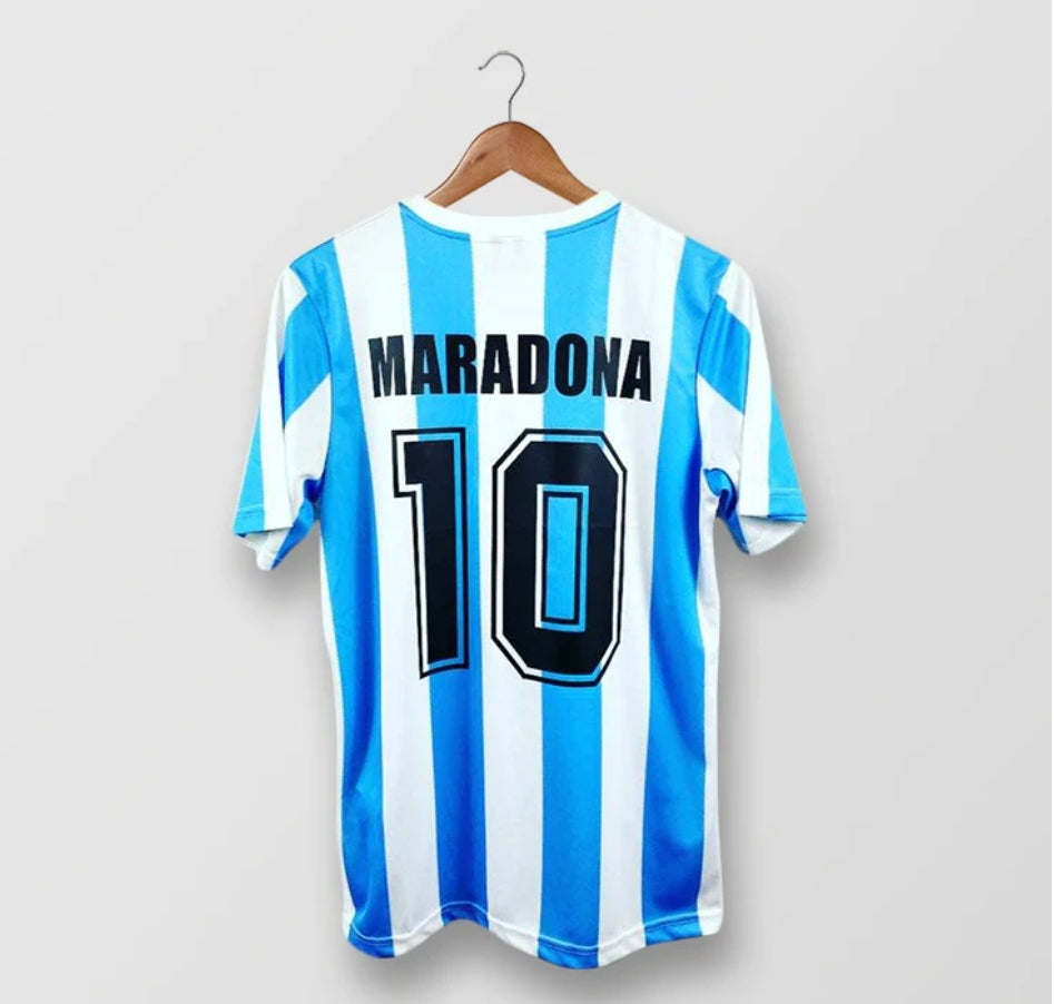 1986 Argentina Home - MARADONA 10 Print -  Retro Jersey