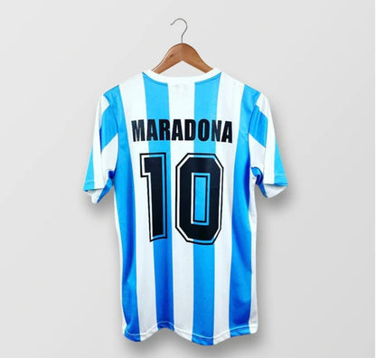 1986 Argentina Home - MARADONA 10 Print -  Retro Jersey