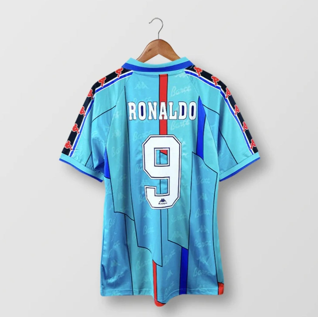 1996 Barcelona Away - RONALDO 9 Print - Retro Jersey