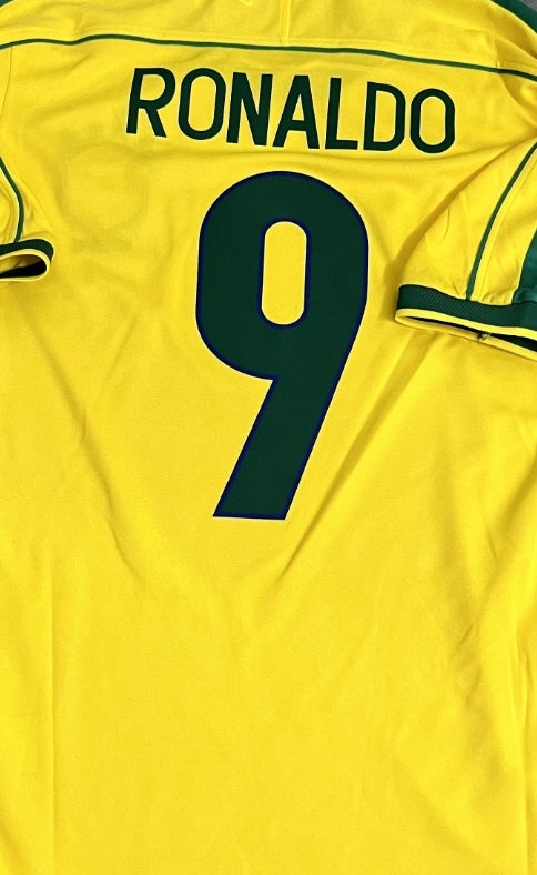 1998 Brazil Home - Ronaldo 9 - Retro Jersey