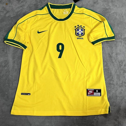 1998 Brazil Home - Ronaldo 9 - Retro Jersey