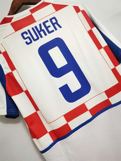 2002 Croatia Home - SUKER 9 - Retro Jersey
