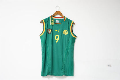 2002 Cameroon Home - World Cup Sleeveless - ETO'O 9 Print -  Retro Shirt